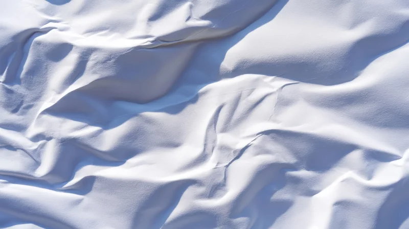Close-up of crumpled white paper with soft folds and shadows forming a textured surface