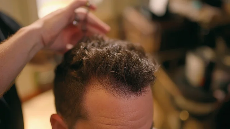 Barber styling a man's hair in a salon