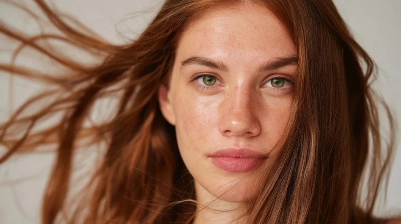 Portrait of a young caucasian woman with auburn hair and