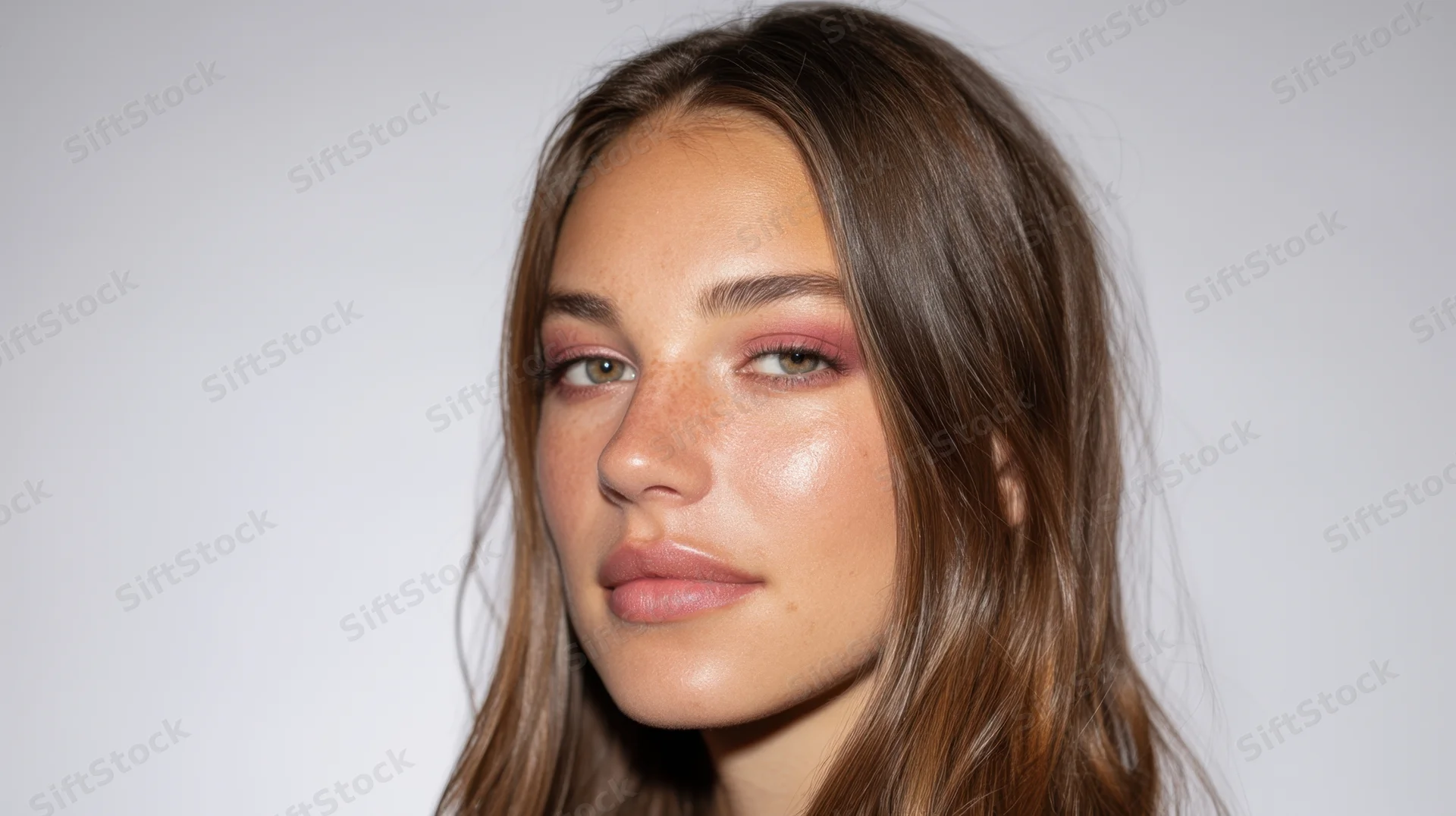 Woman with makeup in studio portrait
