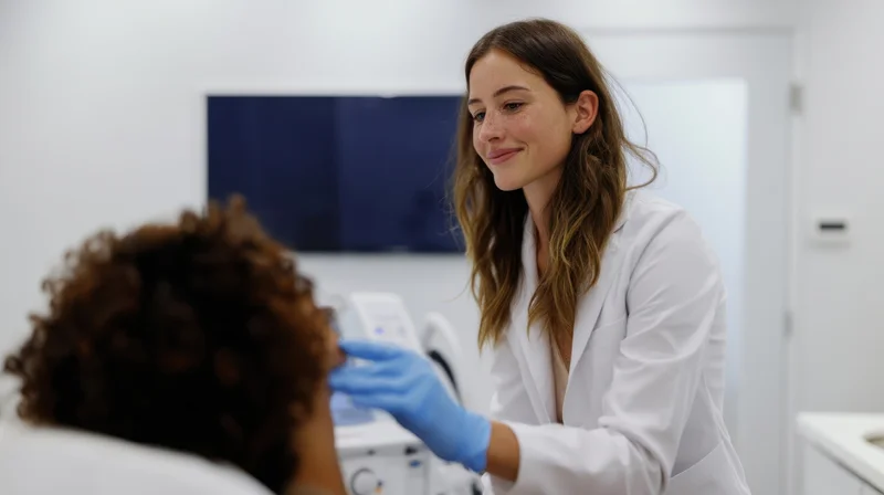 Female doctor examining patient in a modern clinic office
