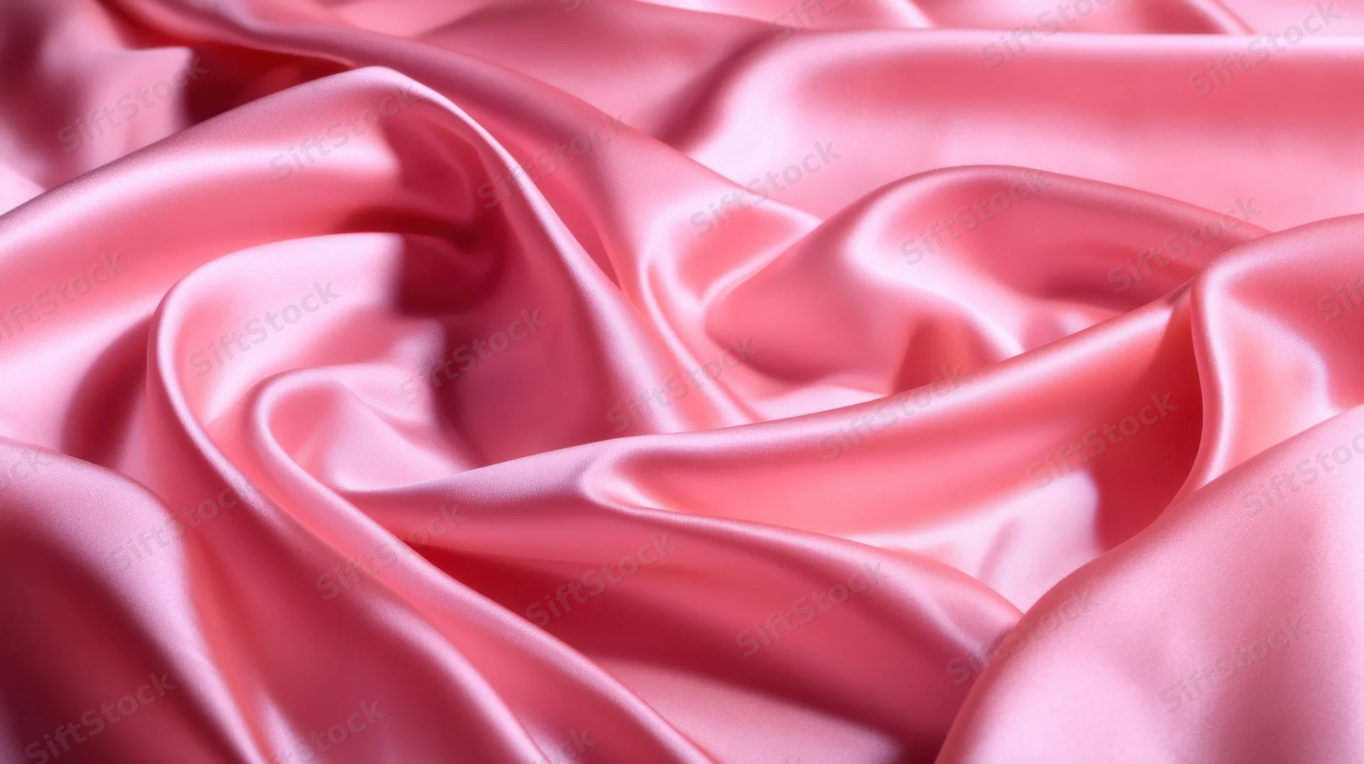 Flowing pink silk fabric with soft folds and glossy texture