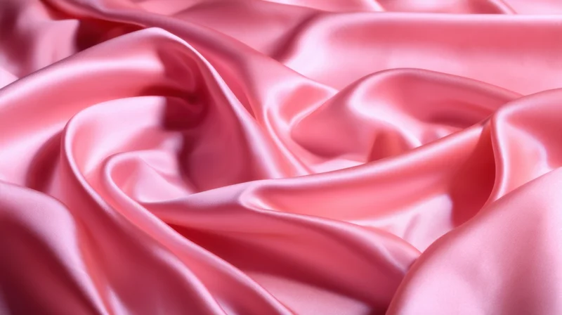 Flowing pink silk fabric with soft folds and glossy texture