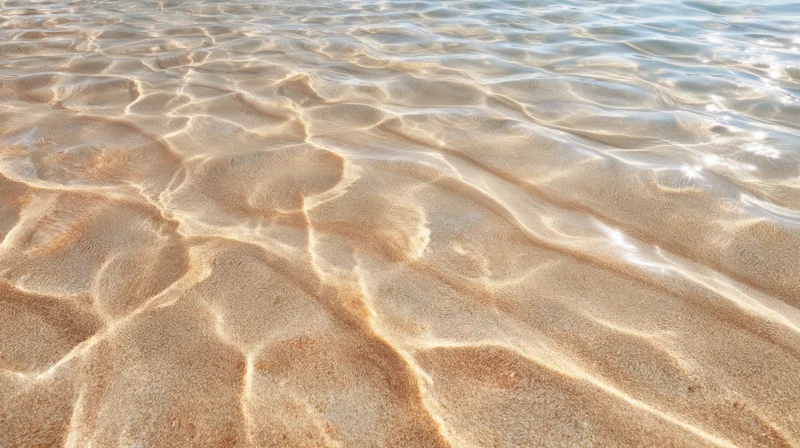 Rippling water over sandy beach surface under sunlight
