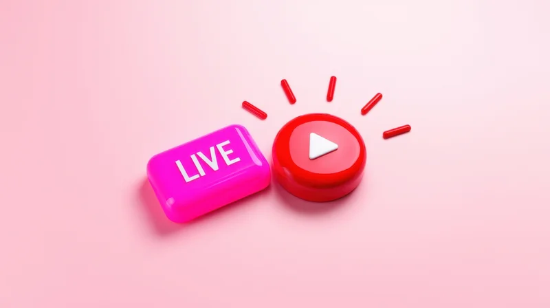 Two glossy buttons labeled live and play on a pink background