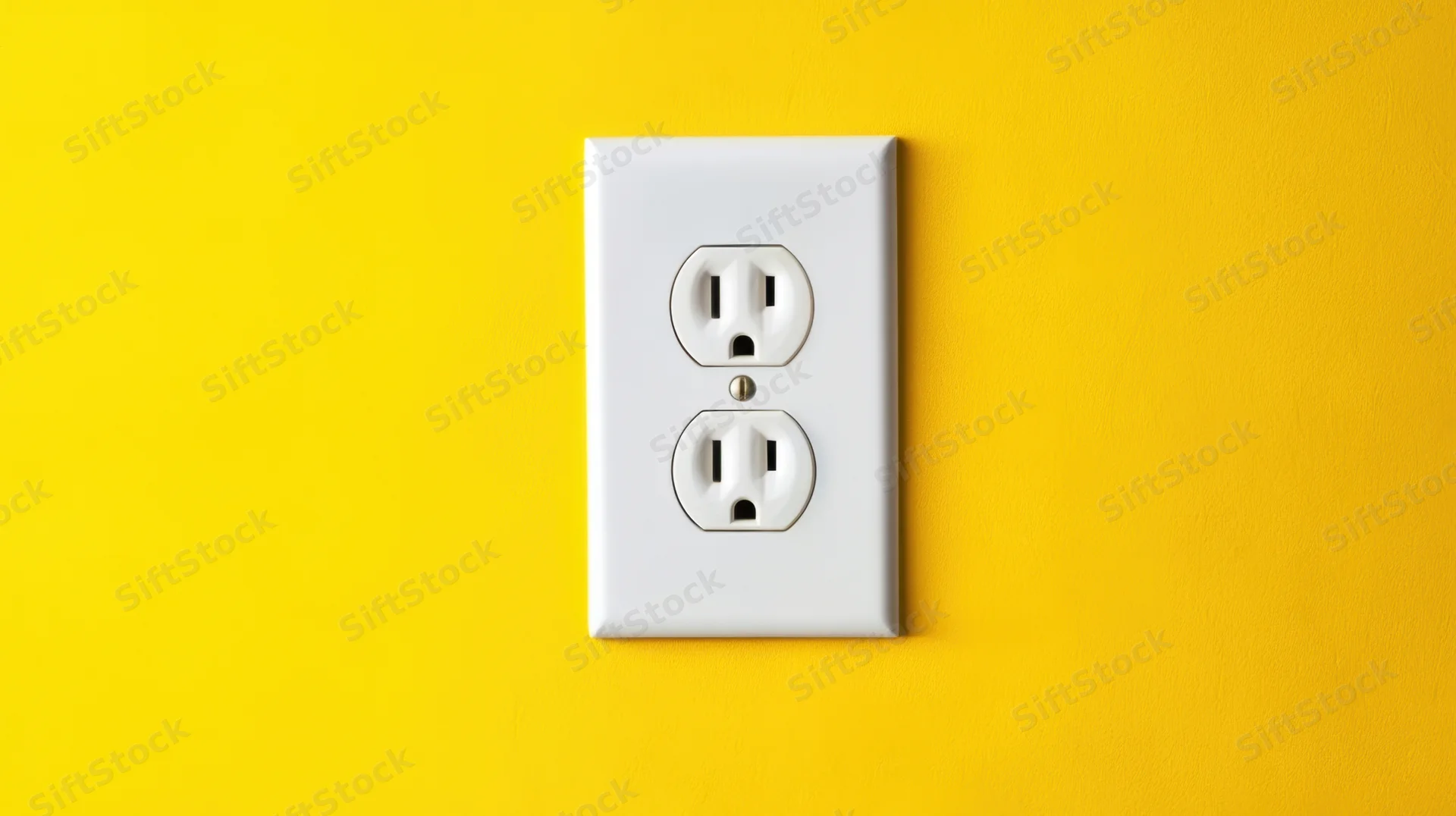 White electrical outlet on a yellow wall