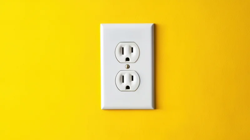 White electrical outlet on a yellow wall