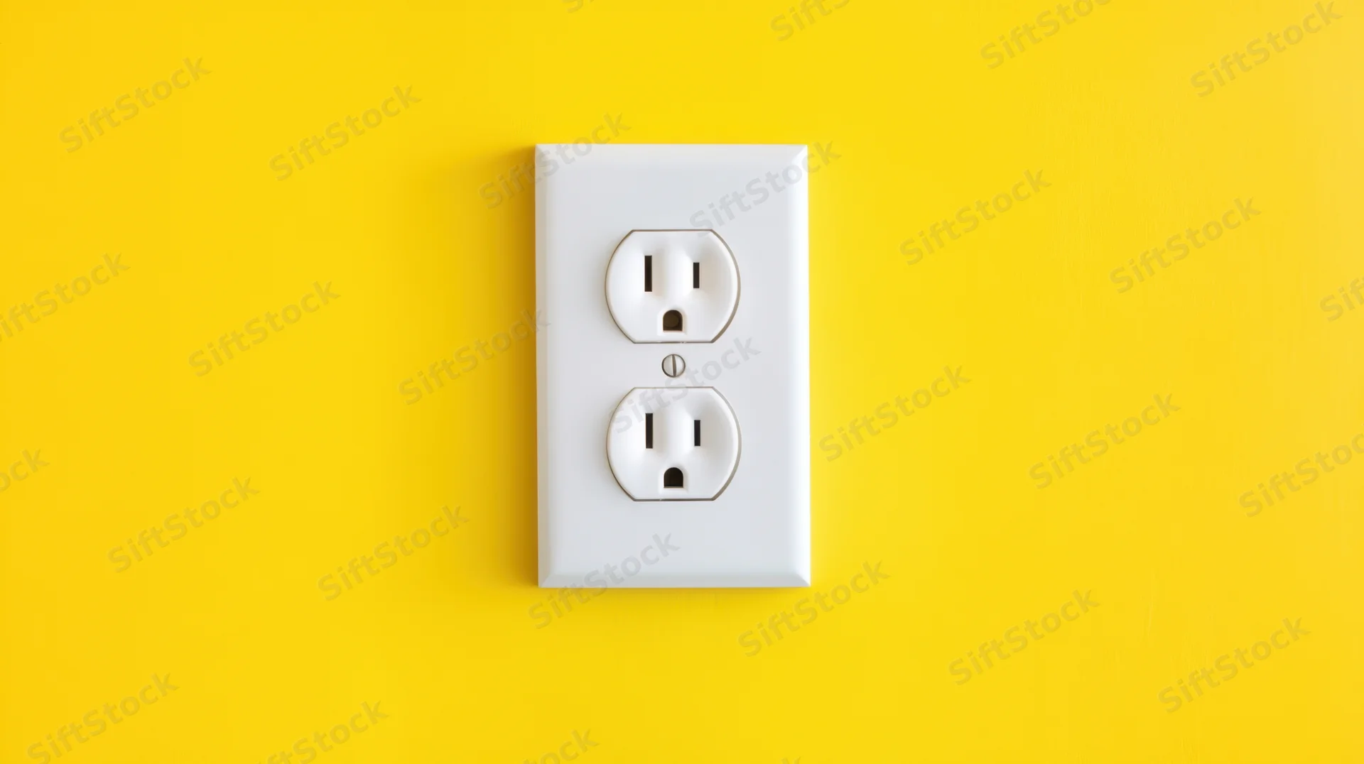 White electrical outlet on a bright yellow wall