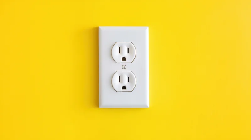 White electrical outlet on a bright yellow wall