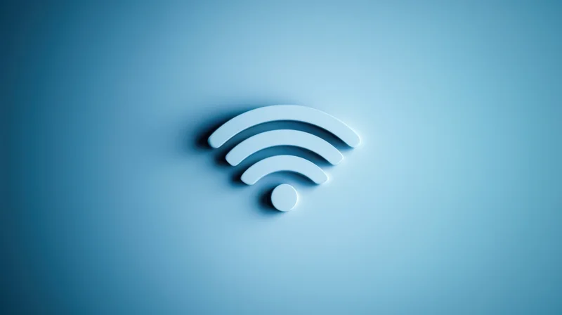 White 3d wifi symbol on blue gradient background