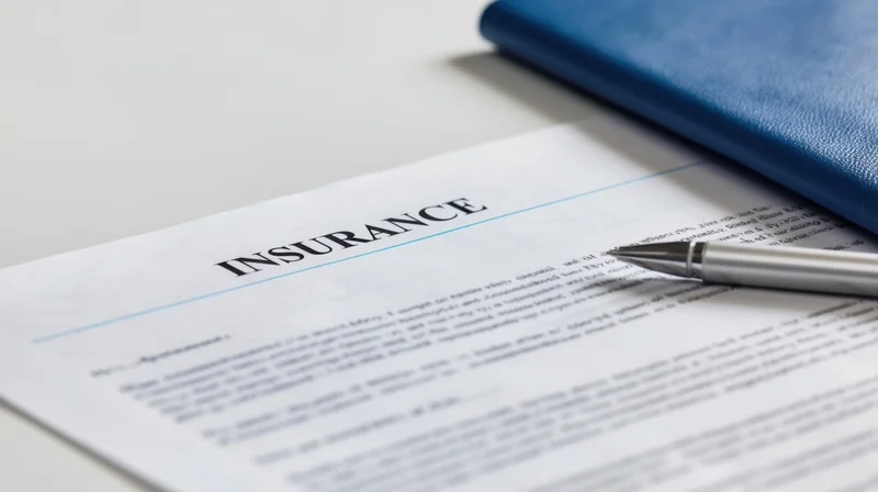 Insurance document with pen resting on it on a desk