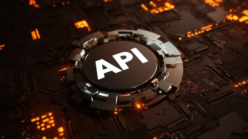 Api chip on a glowing circuit board surface