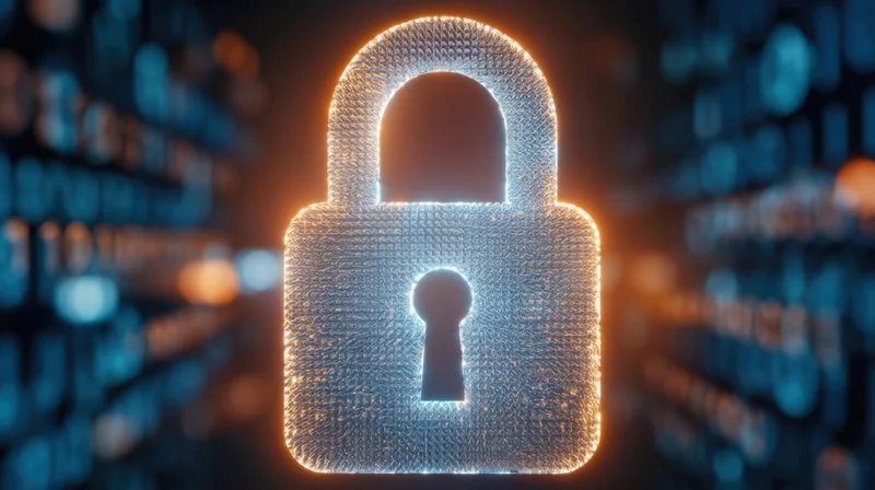 Glowing digital lock symbolizing data security in cyberspace