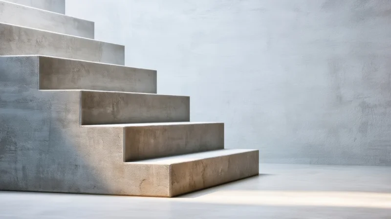 Modern concrete staircase in minimalist interior space