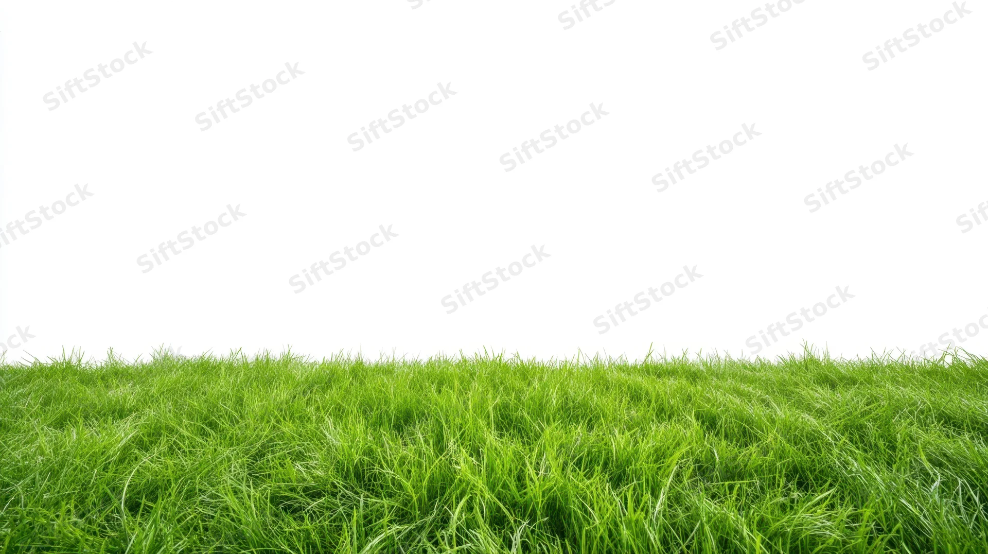 Vibrant green grass growing along the bottom edge of a white background