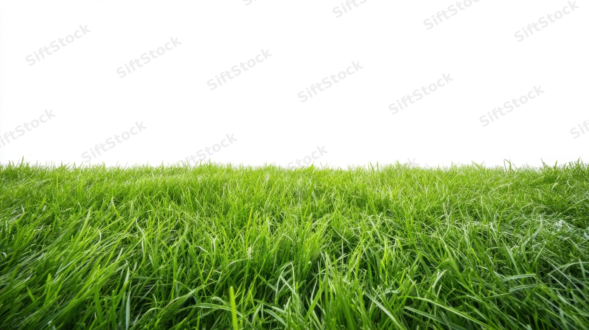 Vibrant green grass growing in a field under bright light