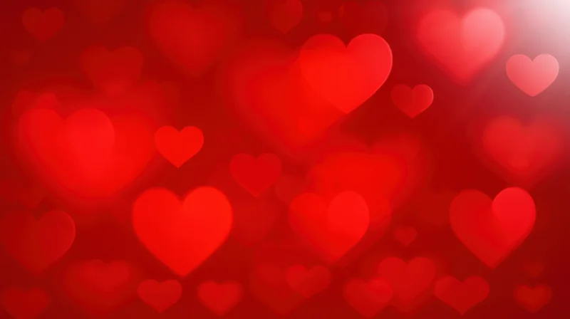 Red hearts floating in soft focus as a romantic background