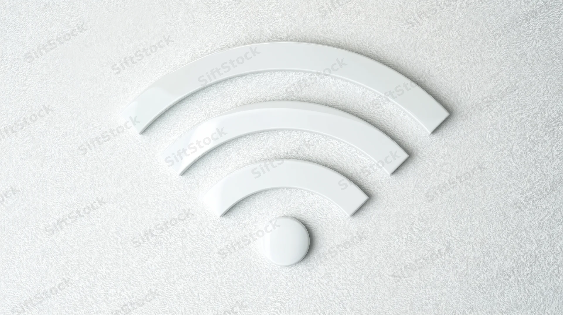 White wifi symbol on textured white surface