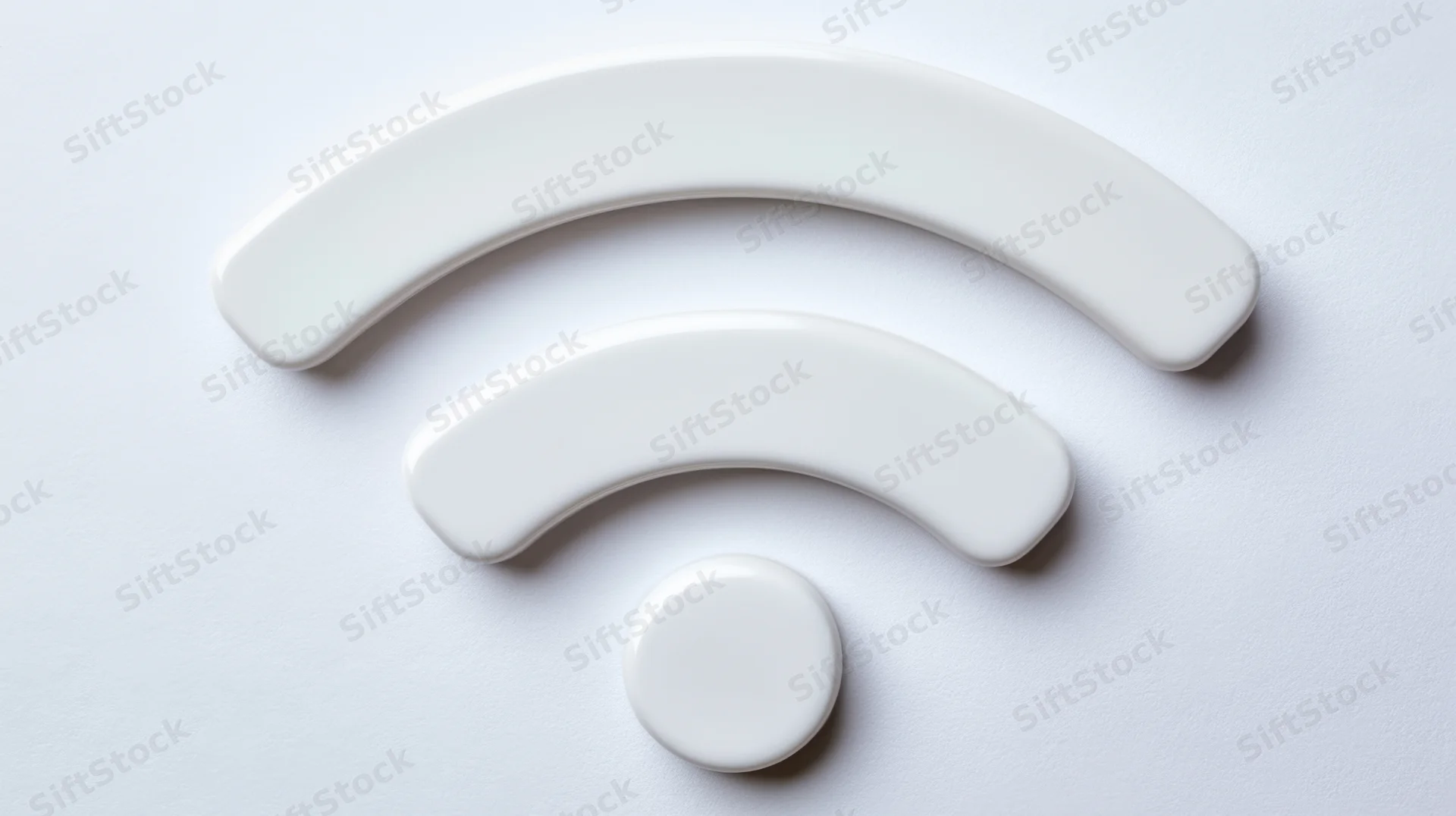 White 3d wifi symbol on white surface