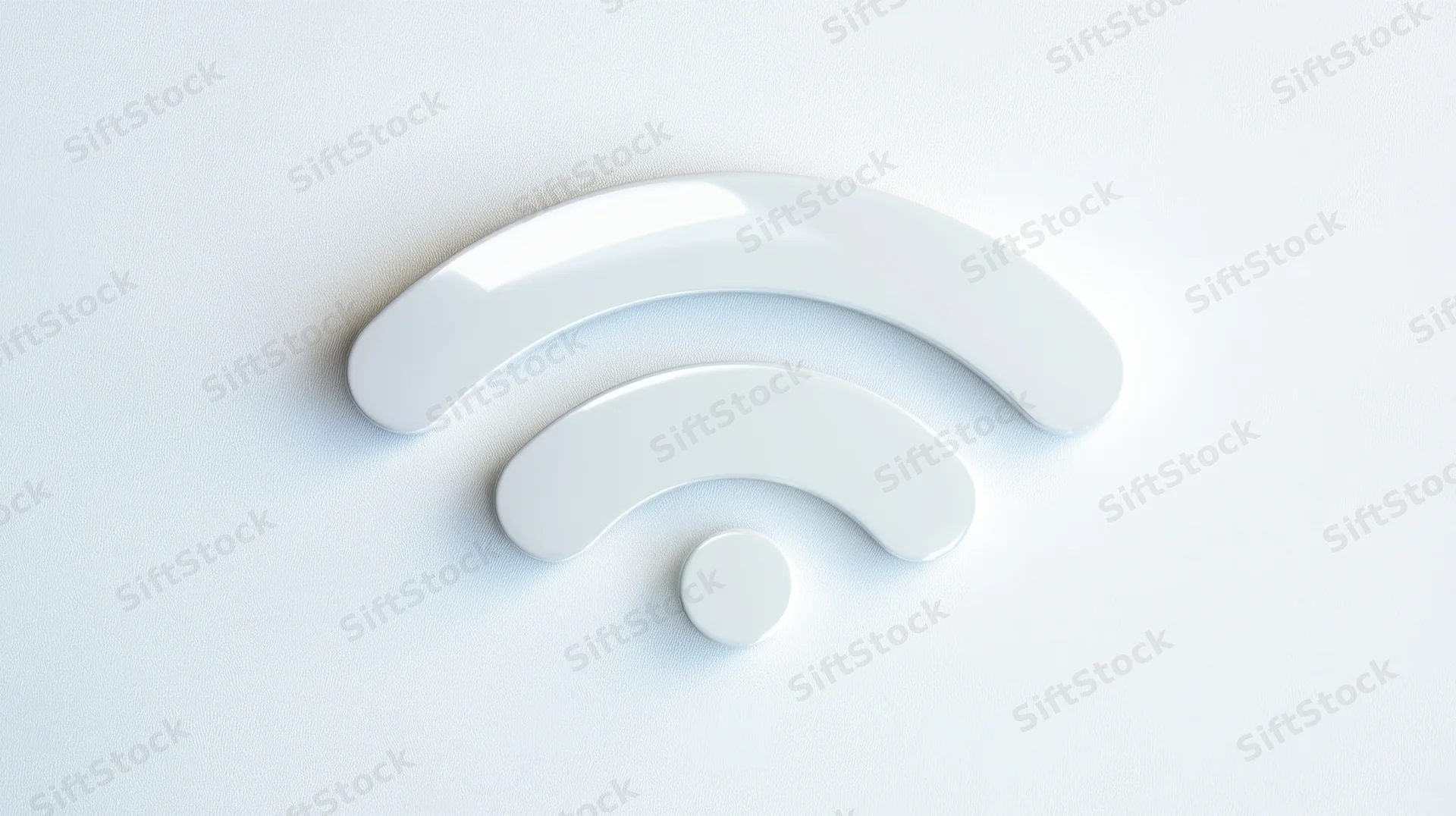 White glossy wifi symbol on plain background