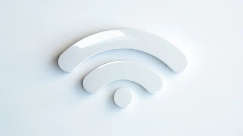 White glossy wifi symbol on plain background