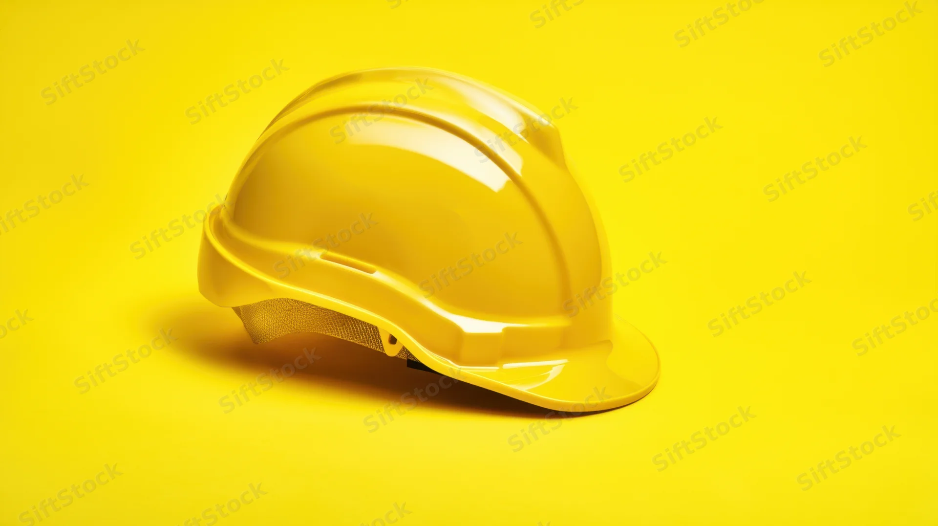 Yellow hardhat resting on a matching yellow surface
