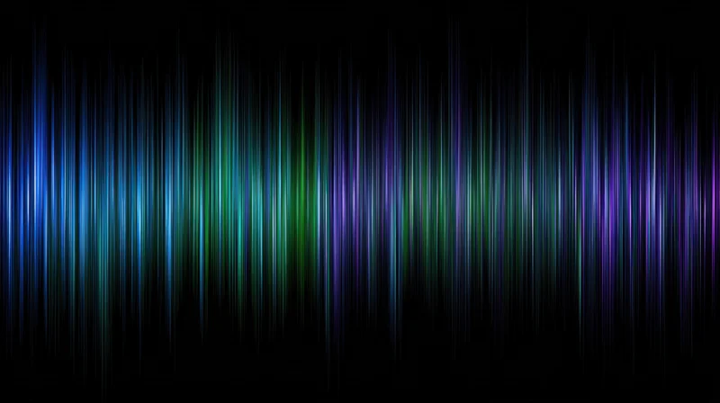 Abstract digital waveform visualization of sound frequencies on a dark background