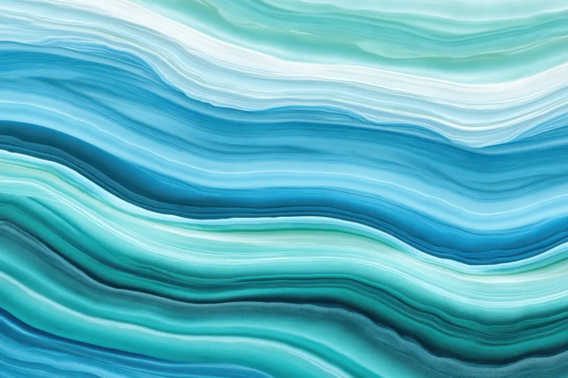 Wavy blue and teal layered marble pattern as a smooth flowing abstract background
