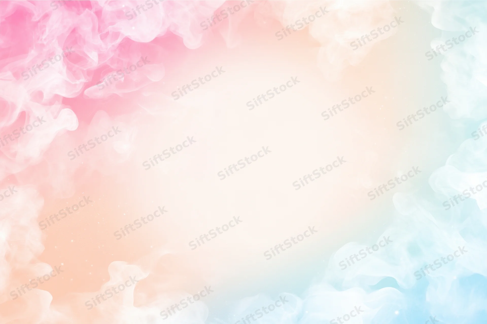 Pastel smoke swirls forming a soft gradient background with central copyspace