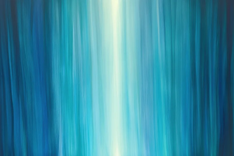 Vertical blue brushstrokes forming a luminous gradient across the canvas