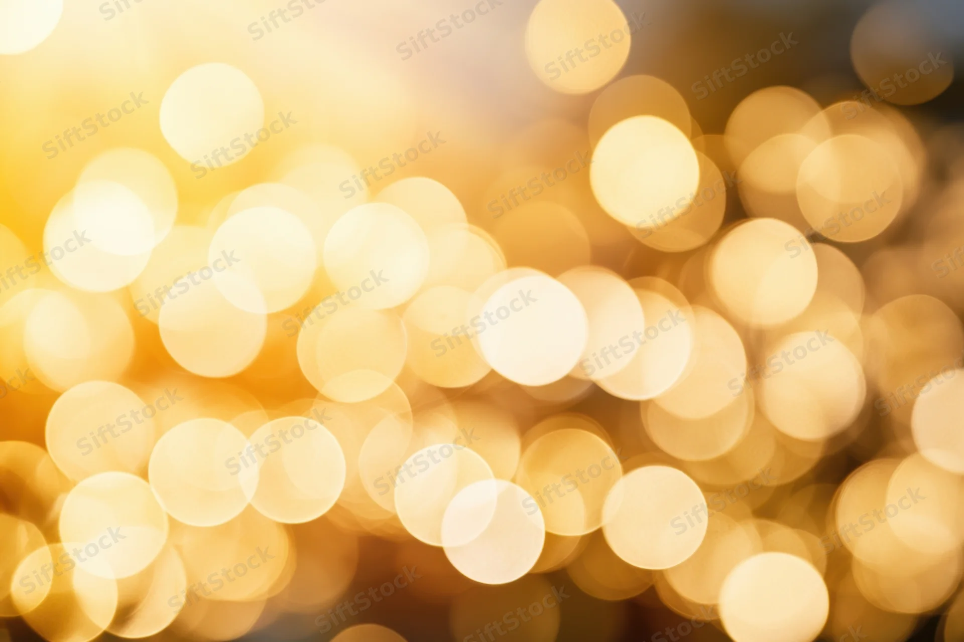 Golden bokeh lights glowing softly in a festive holiday scene