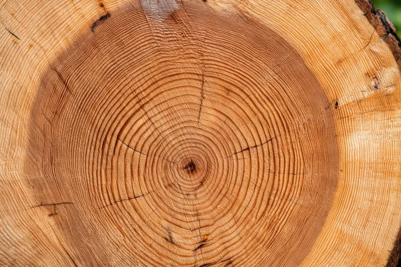 Close-up of a tree trunk cross-section showing concentric growth rings