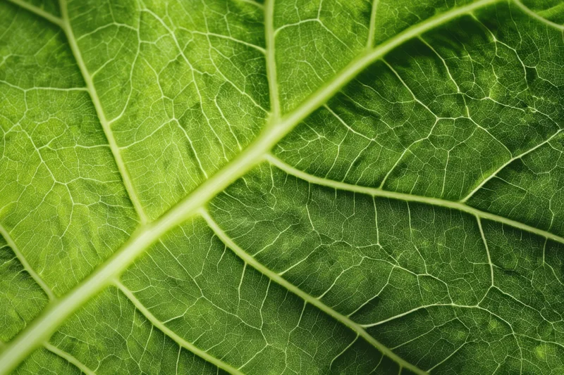 Close-up of a green leaf showing detailed pale veins and natural texture