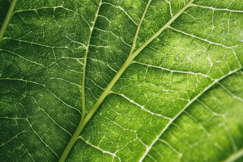Close-up of a green leaf showing detailed vein structure and texture