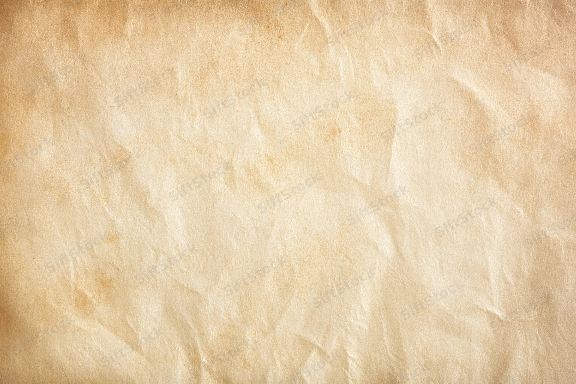 Aged parchment sheet with crumpled texture and warm beige tones