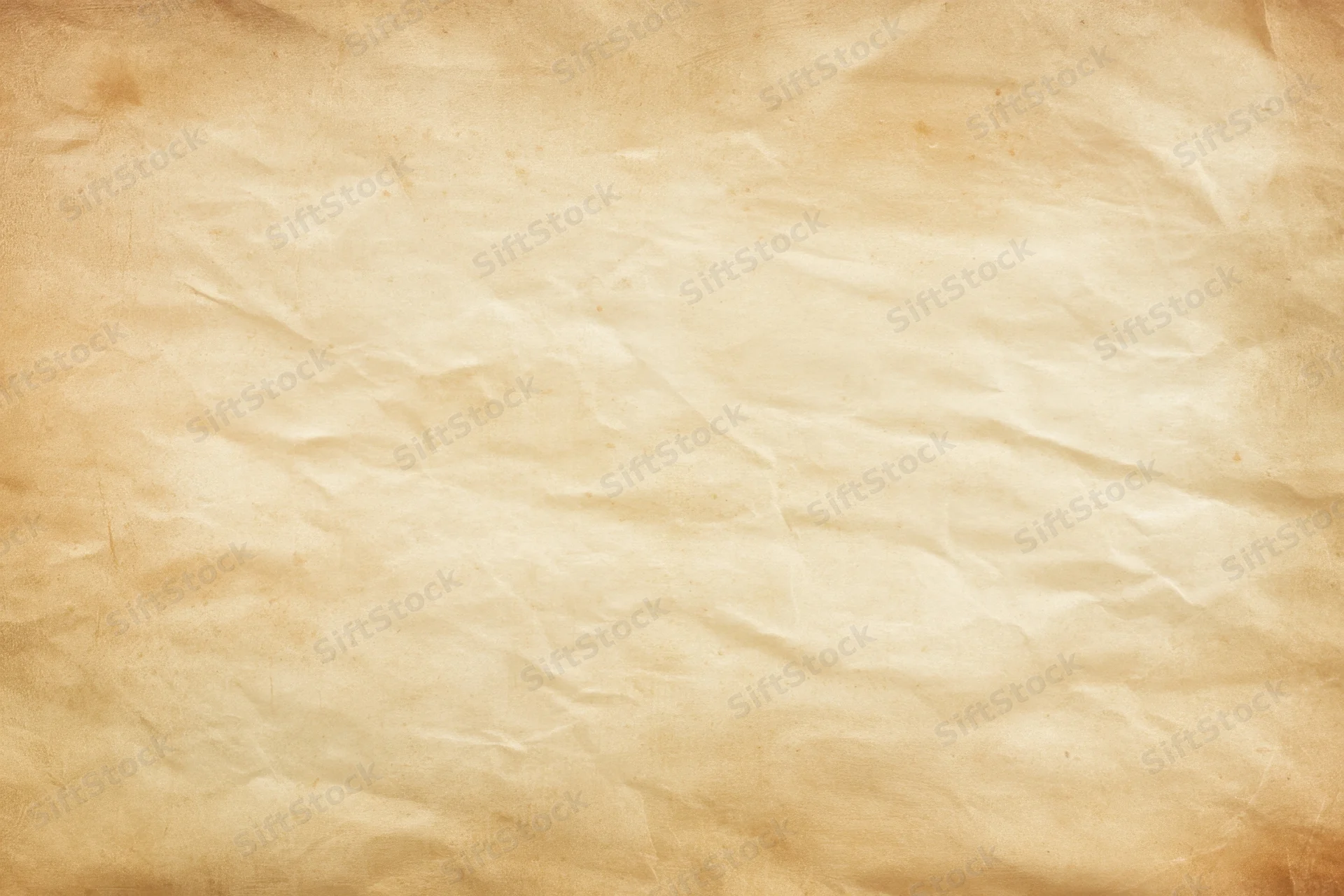 Aged parchment sheet with crumpled texture and warm beige tones