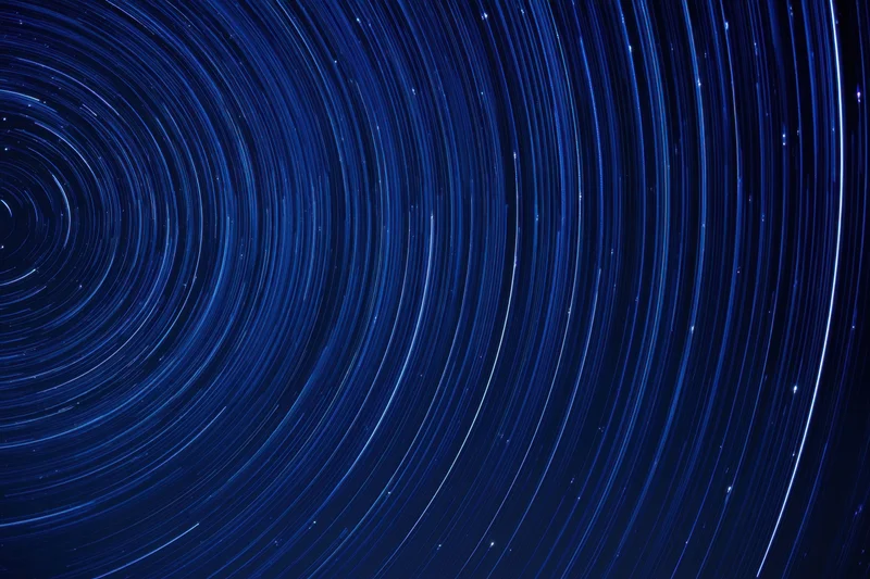 Circular star trails in the night sky from long exposure astrophotography