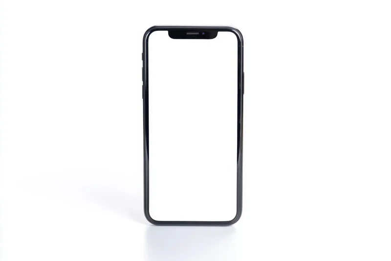 Modern smartphone with black bezel and notch on white background
