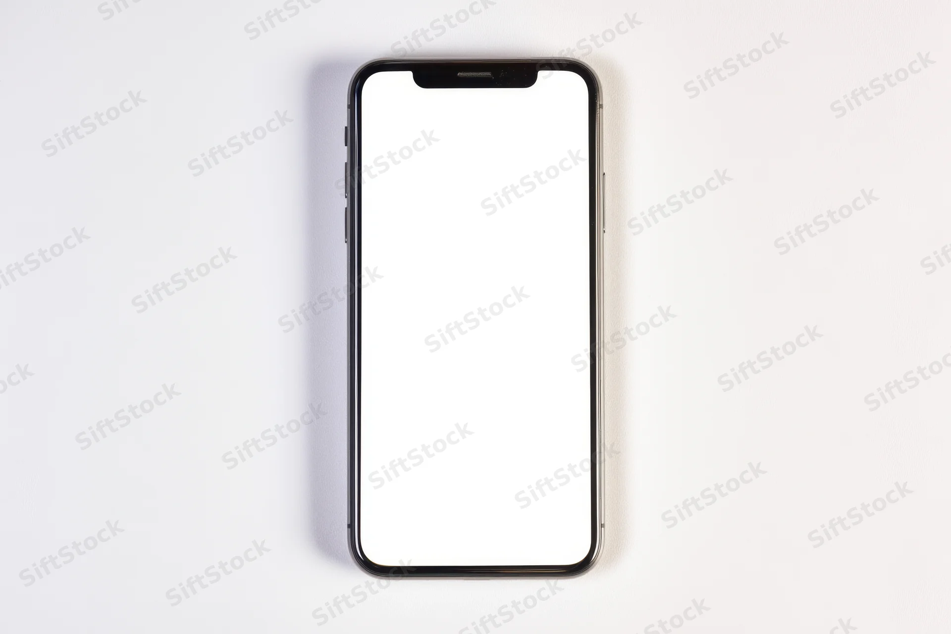 Modern smartphone with black bezel and notch on white background