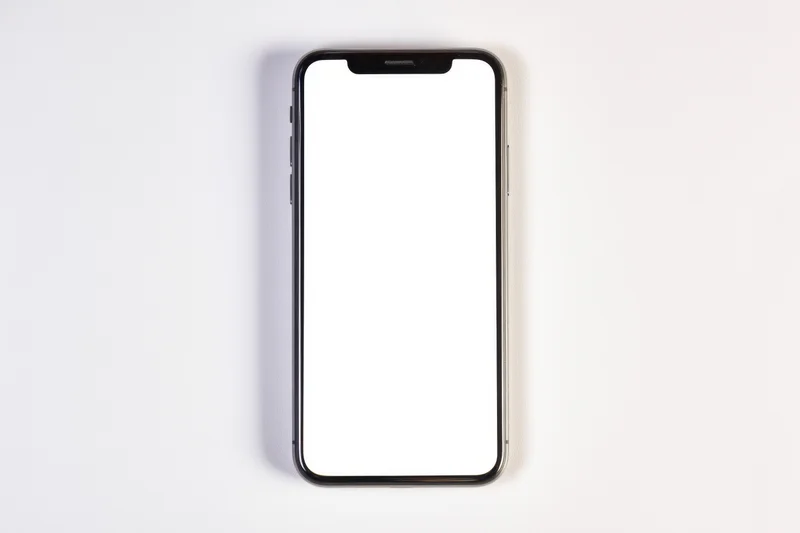 Modern smartphone with black bezel and notch on white background