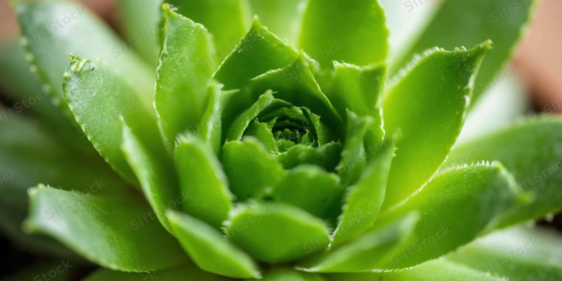 Close-up of a green rosette succulent showing its spiral leaf pattern