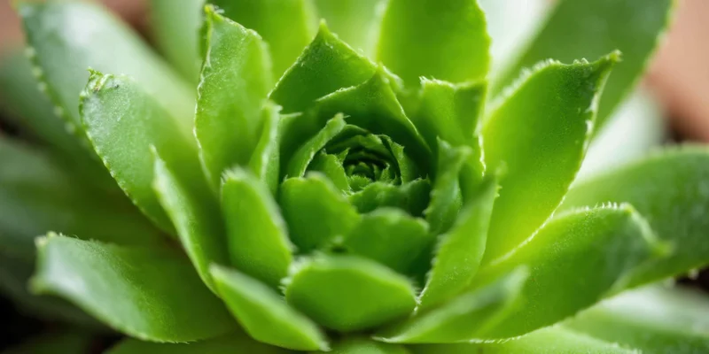 Close-up of a green rosette succulent showing its spiral leaf pattern