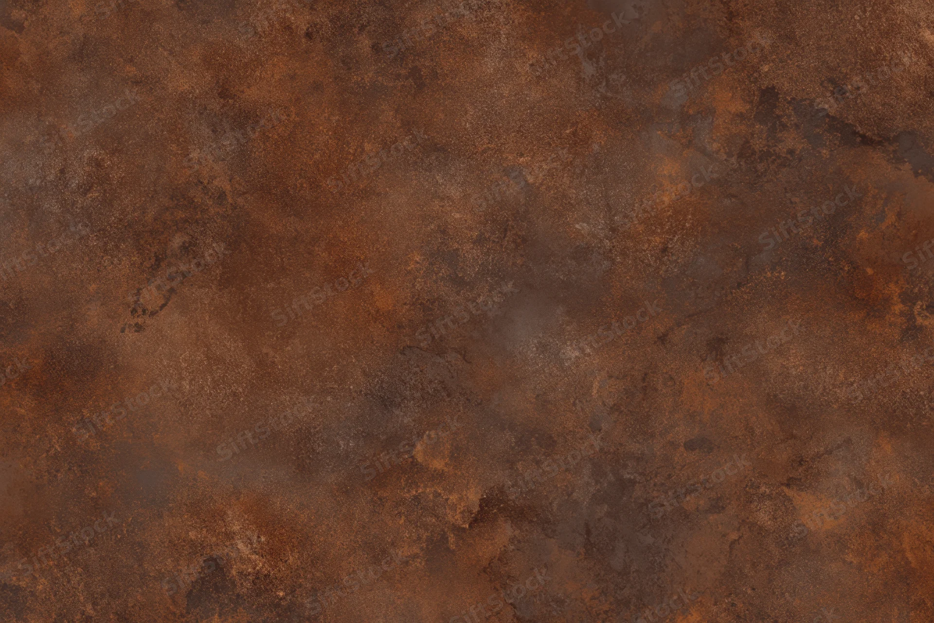 Close-up of a rusted metal surface with mottled brown and dark patches showing weathered texture