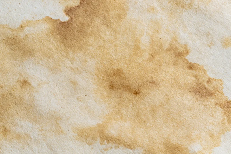 Aged paper surface with uneven brown water stains and faded texture