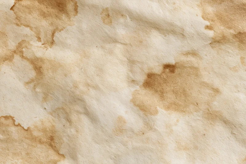 Aged paper surface with uneven brown water stains and creases