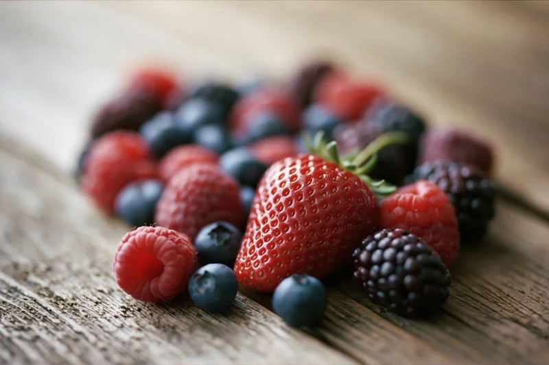 Assorted fresh berries one strawberry raspberries blueberries