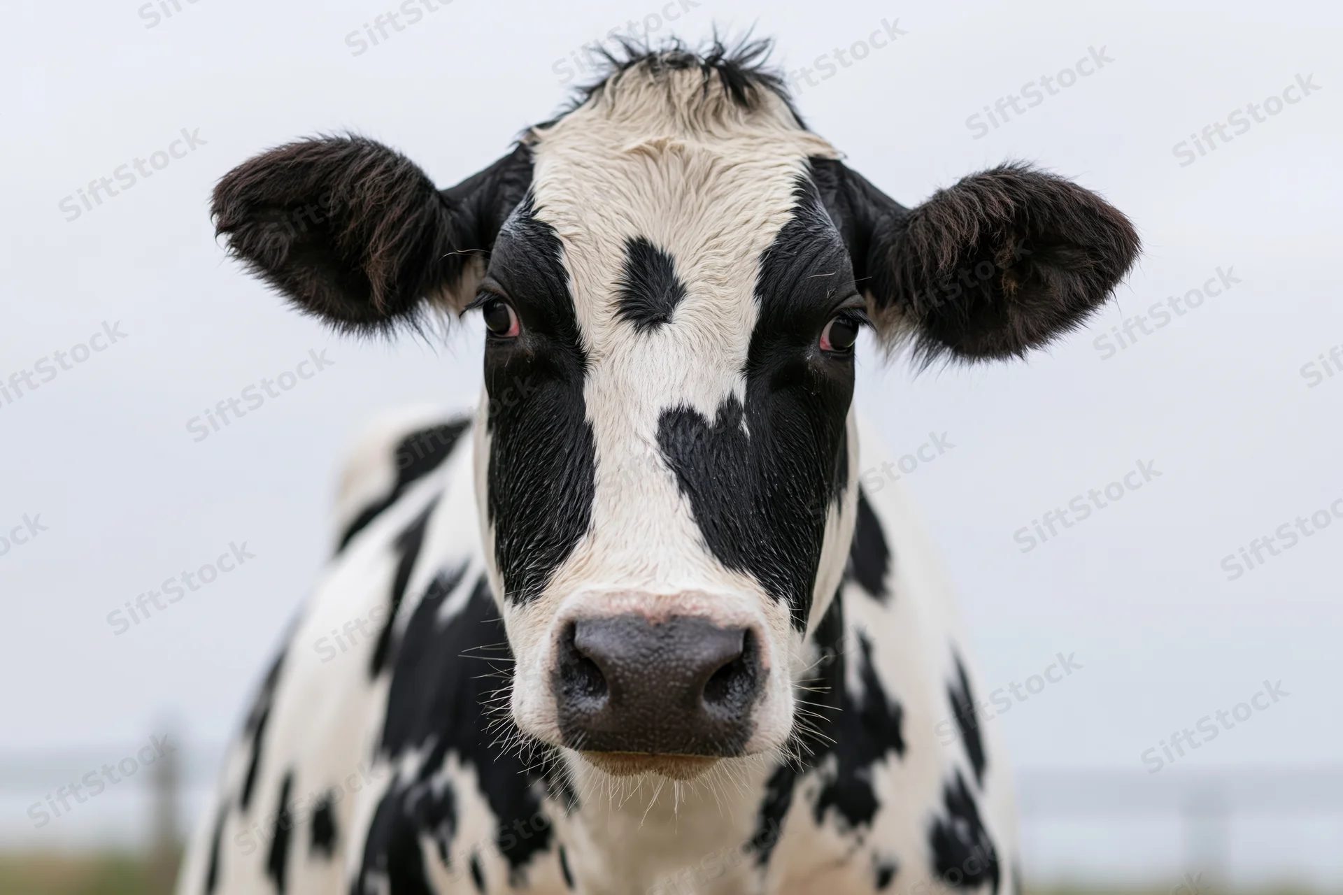 Black and white holstein cow facing camera in a pasture