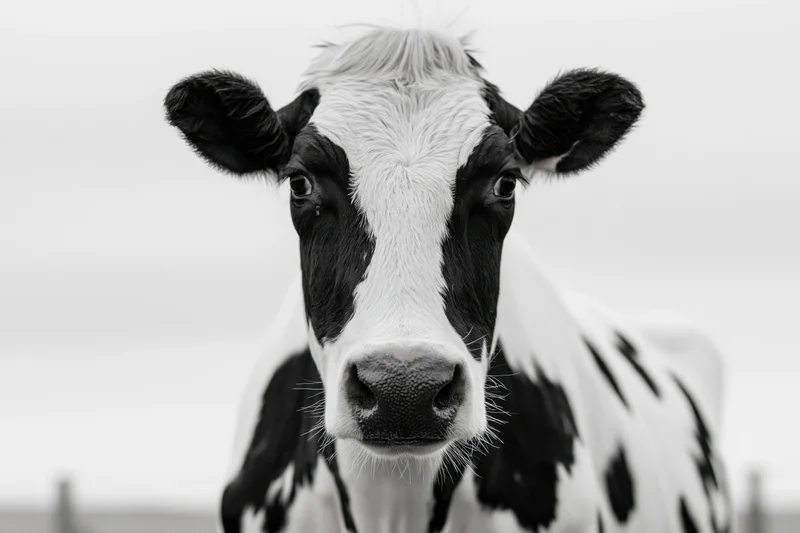 Holstein cow facing camera in a pasture