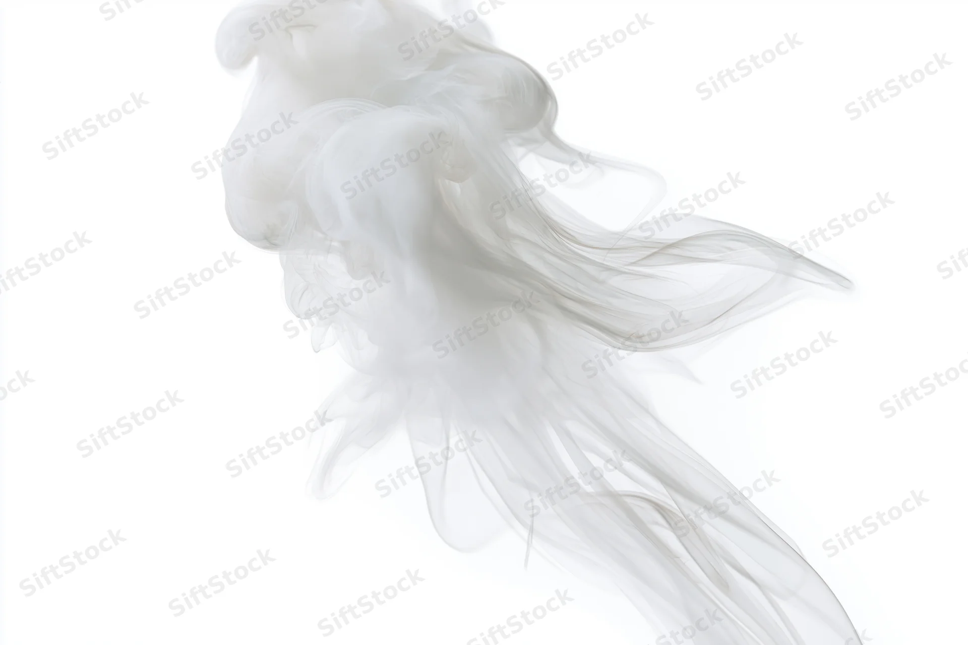 White smoke drifting and dispersing against a plain white background