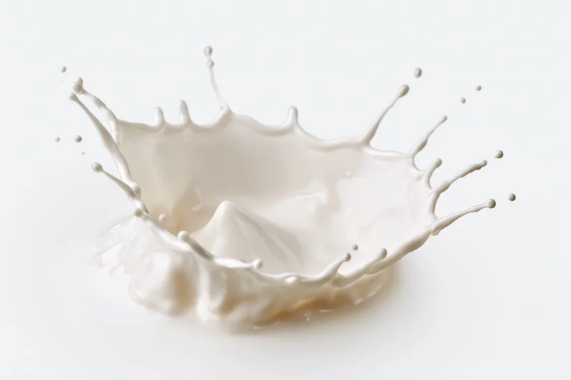 Milk splash frozen in motion against white background
